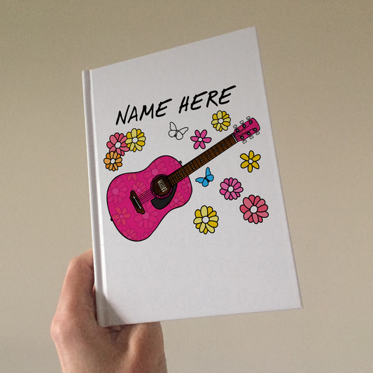 Floral Guitar Personalised Journal - Acoustic Guitarist Notebook - Custom Gift For Songwriter