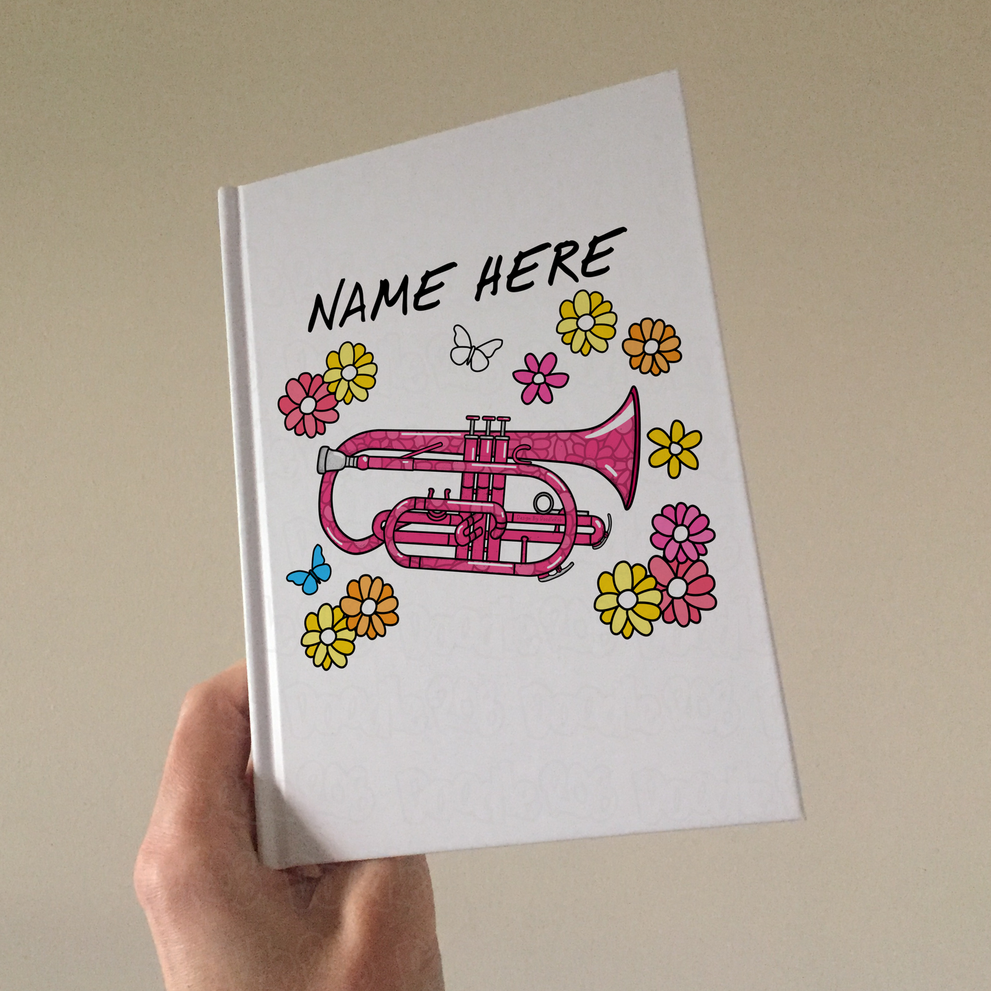Cornet Personalised Journal (Floral) - Cornetist Notebook - Custom Brass Musician Gift For Her