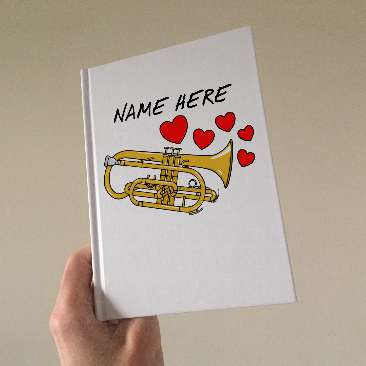 Cornet Personalised Journal (Hearts) - Cornetist Notebook - Brass Musician Anniversary Gift