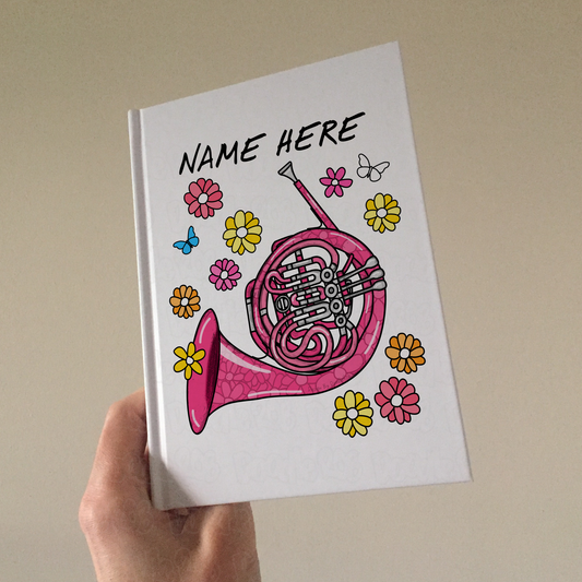 French Horn Personalised Journal (Floral) - Horn Player Custom Gift - Brass Musician Gift For Her