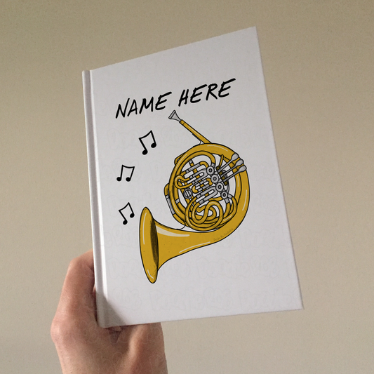 French Horn Personalised Journal - Horn Player Custom Gift - Brass Musician Notebook
