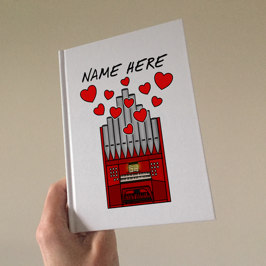 Organist Personalised Journal (Hearts) - Church Organ Custom Notebook - Wedding Organist Gift