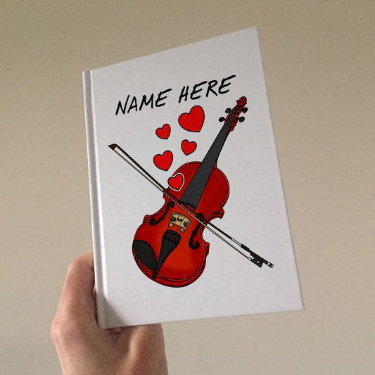 Violin Personalised Journal (Hearts) - Custom Gift For Violinist - Wedding Musician Gift