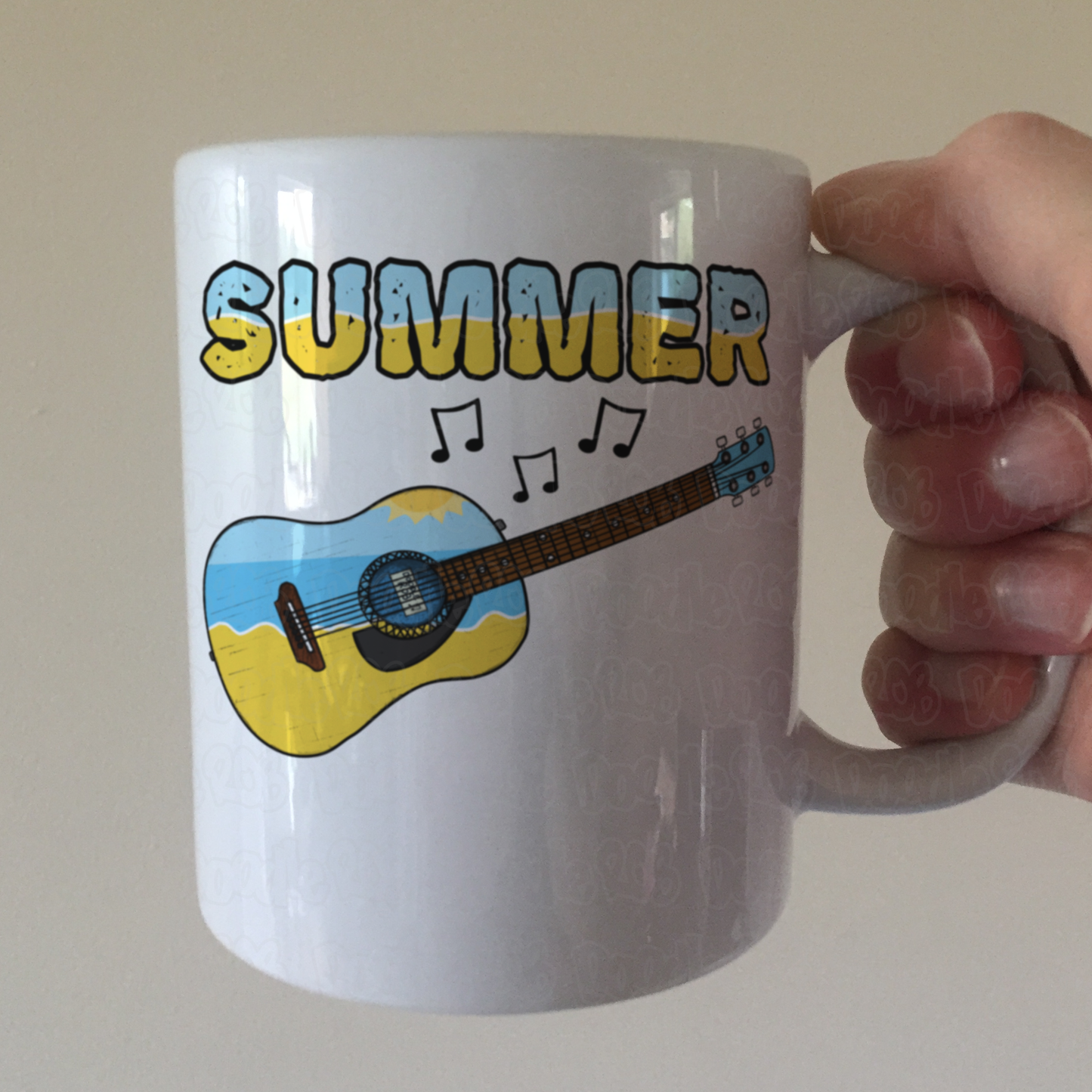Acoustic Guitar Summer Mug - Guitarist Gift - Guitar Teacher Mug