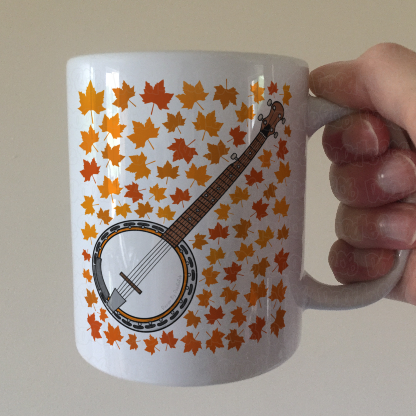 Autumn Banjo Mug (Leaves) - Banjoist Gift - Folk Musician Gift For Fall or Thanksgiving