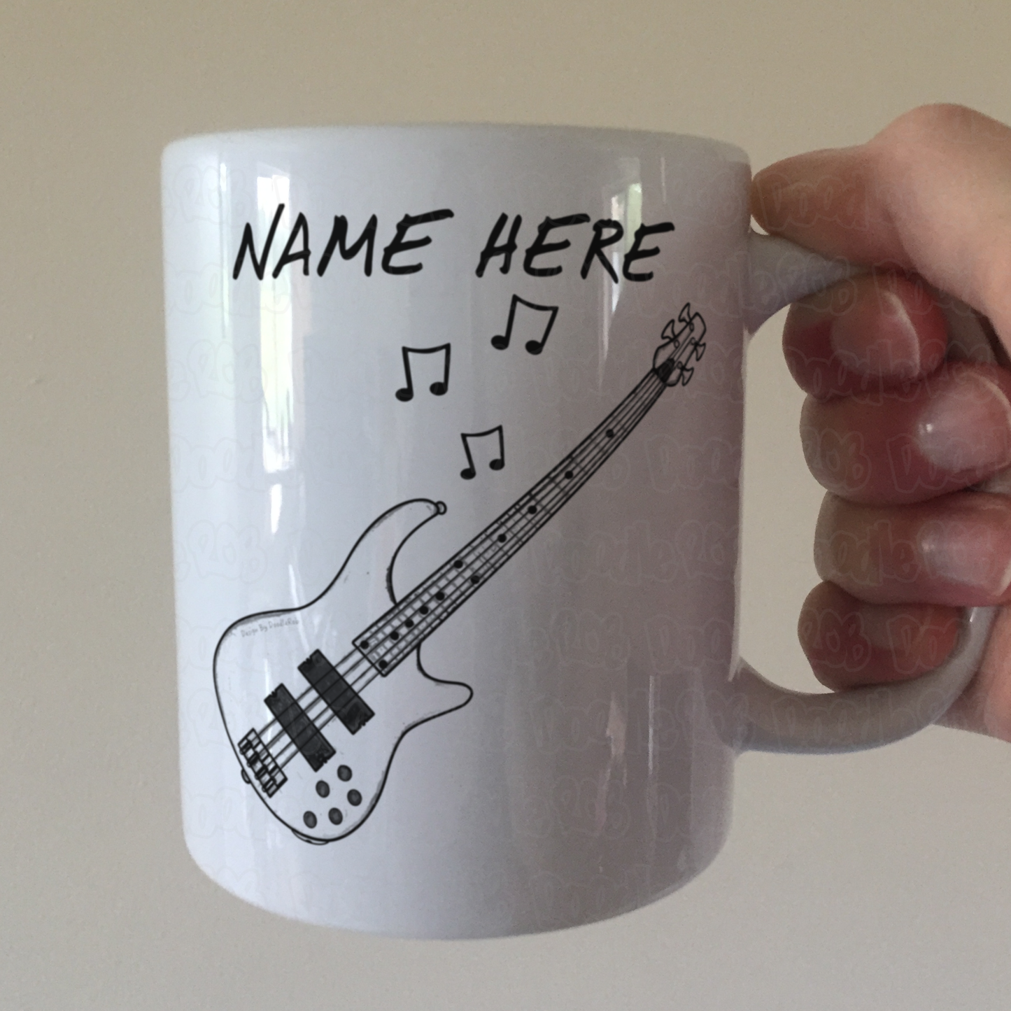Bass Guitar Personalised Mug (Outline) - Gift For Bassist - Bass Guitarist Custom Gift