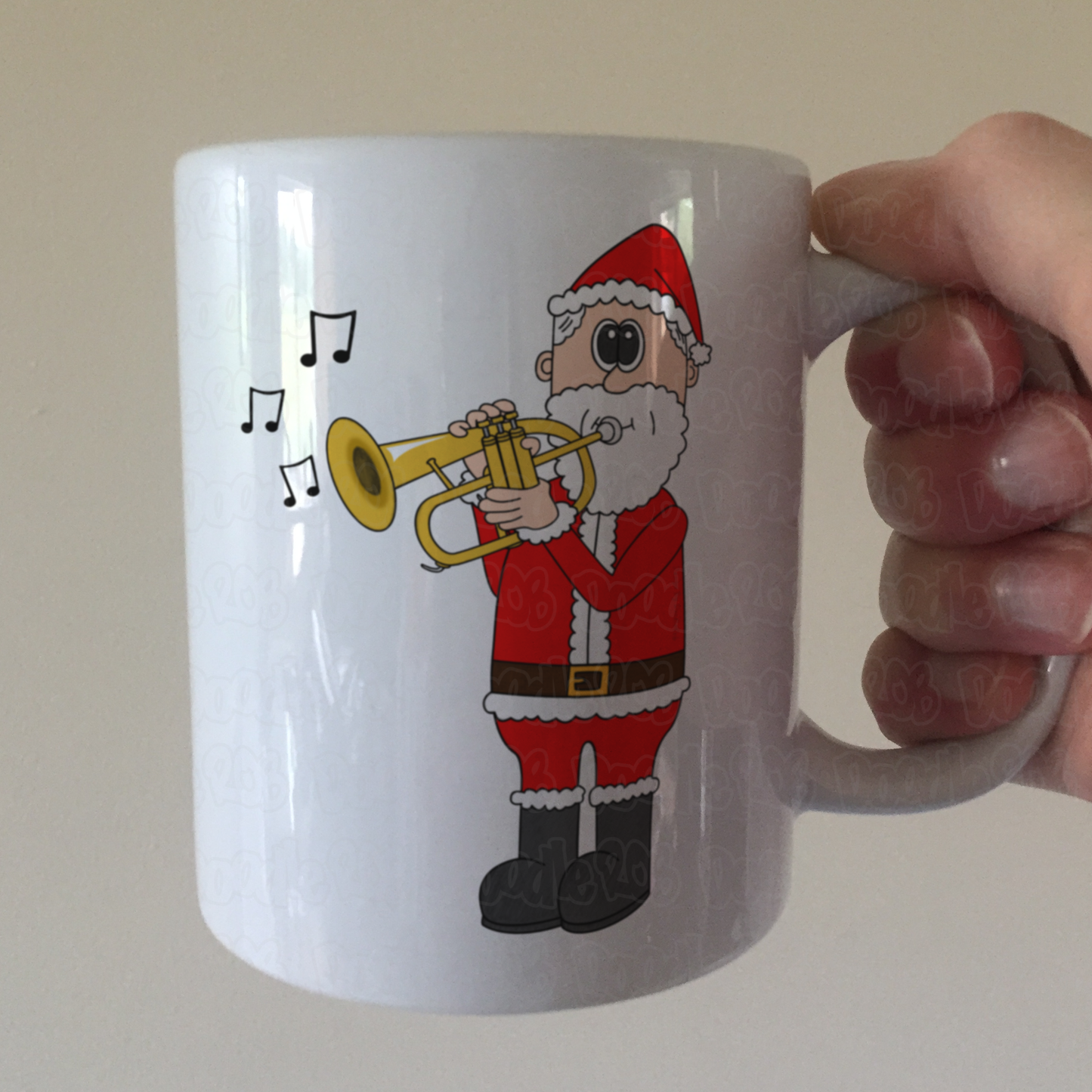 Flugelhorn Christmas Mug - Santa Playing Flugelhorn - Gift For Horn Player - Brass Musician Xmas Gift