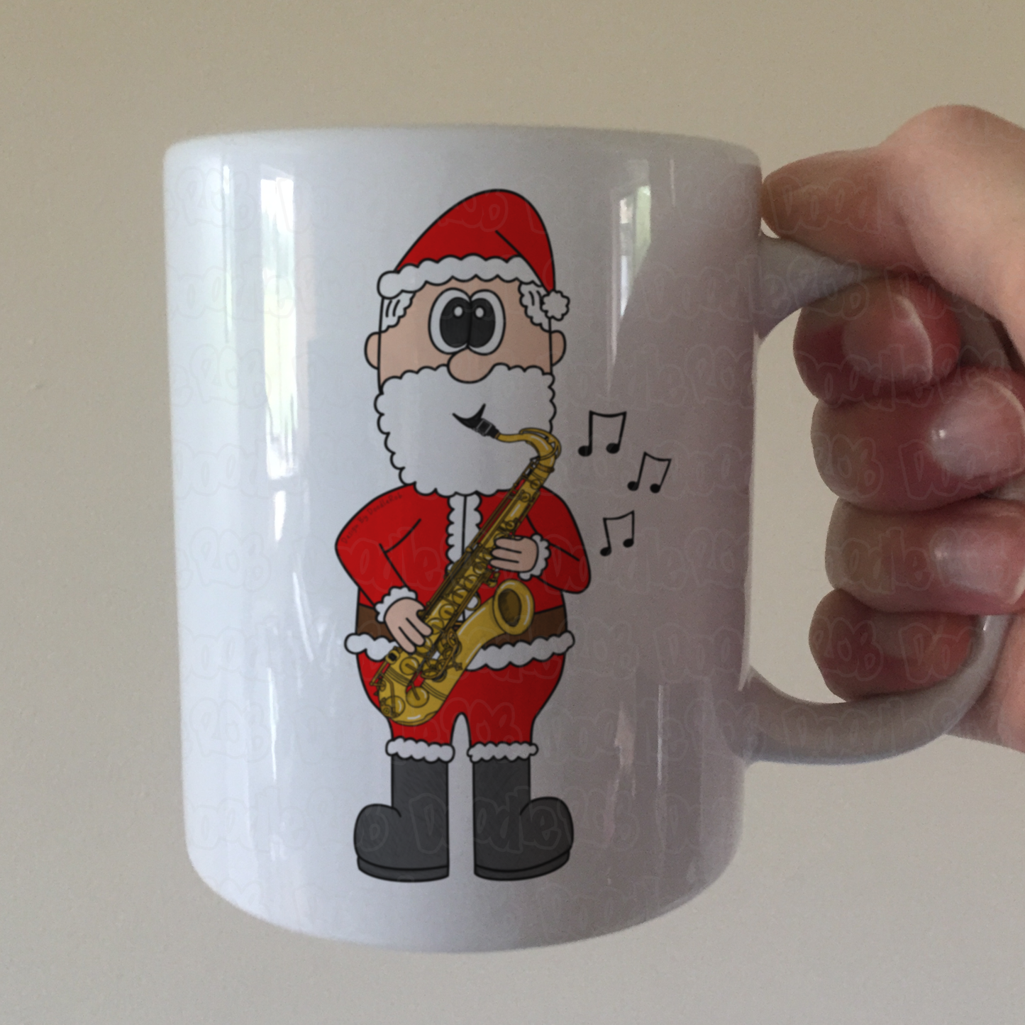 Sax Player Christmas Mug - Santa Playing Saxophone - Funny Saxophonist Mug - Sax Teacher Xmas Gift