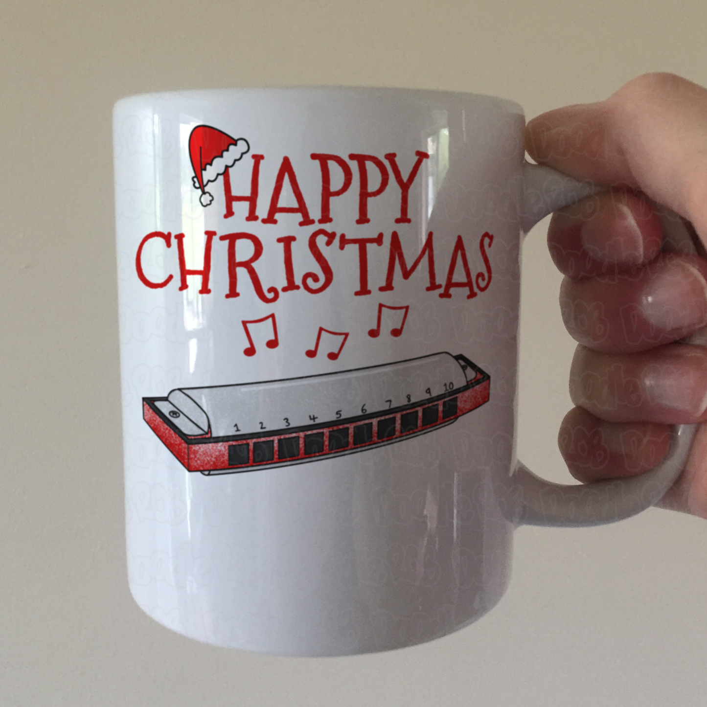 Harmonica Christmas Mug - Harp Player Xmas Gift - Blues Musician Mug