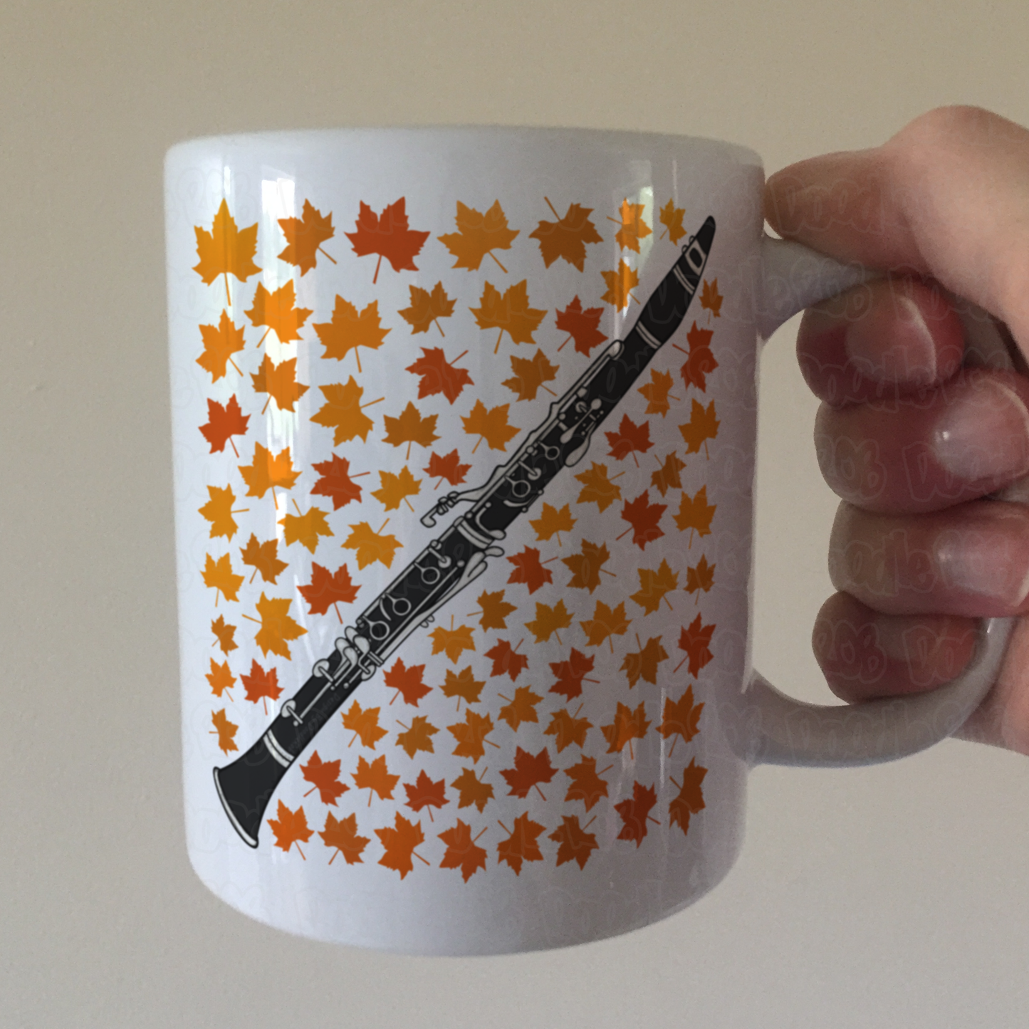 Autumn Clarinet Mug (Leaves) - Gift For Clarinetist - Woodwind Musician Gift For Fall or Thanksgiving