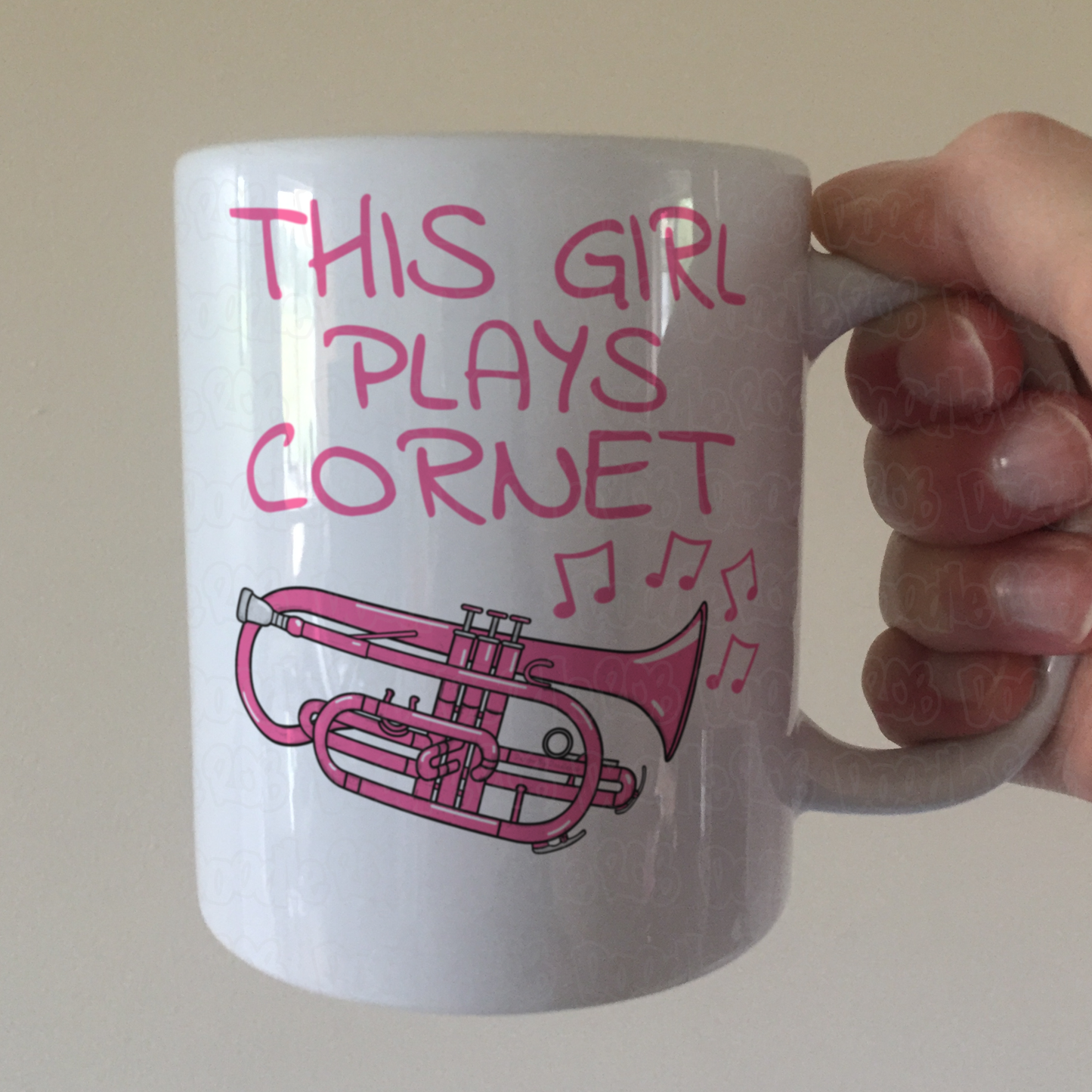 Pink Cornet Mug - This Girl Plays Cornet - Female Cornetist - Brass Musician Gift For Her