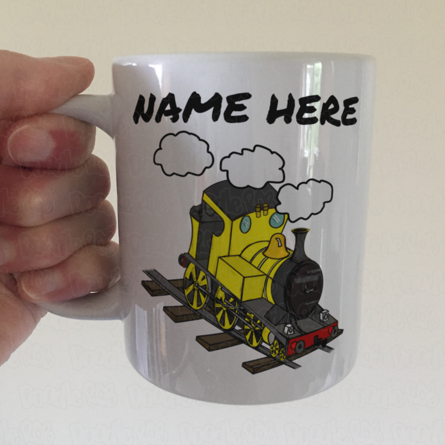 Steam Train Personalised Mug (Yellow) - Custom Railway Gift