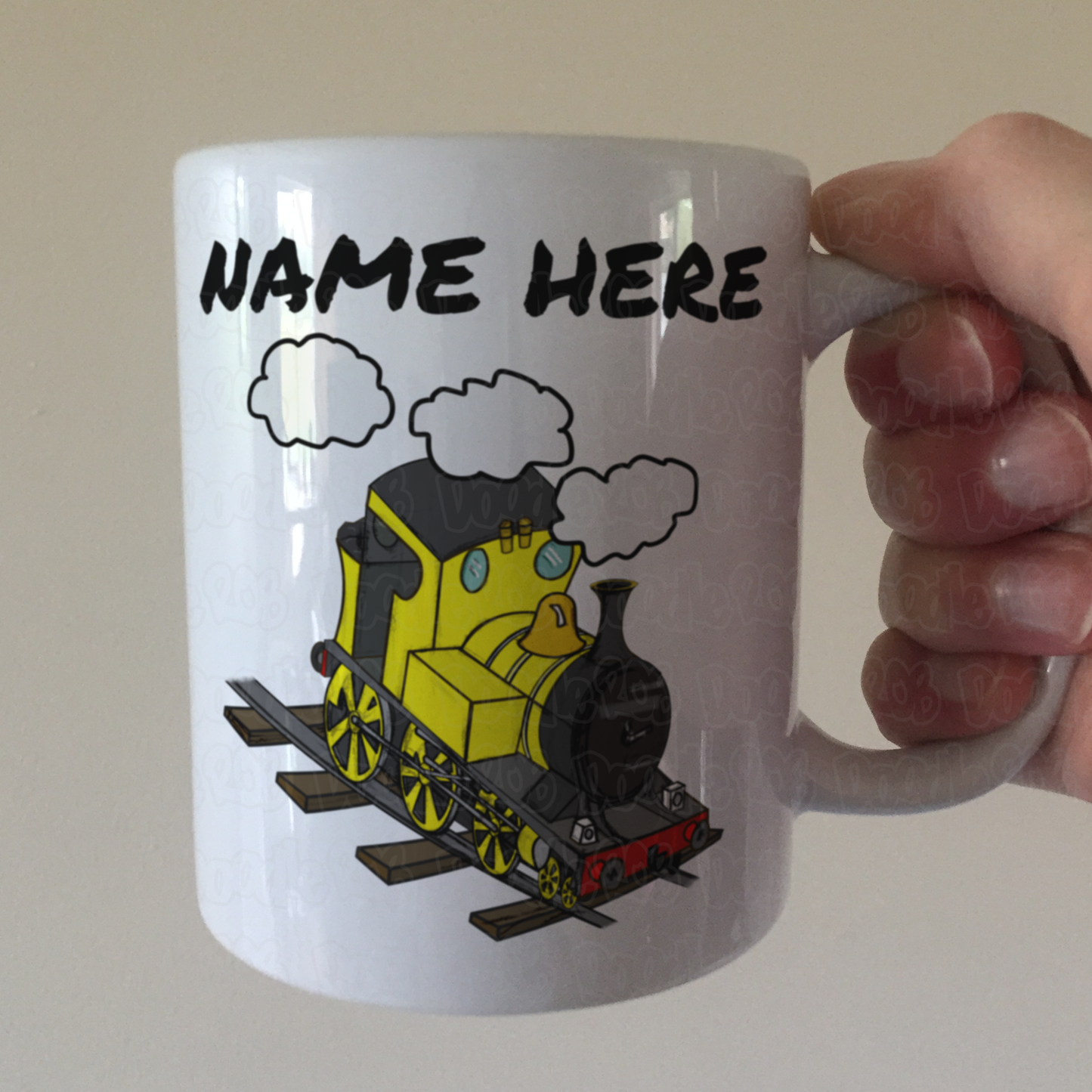 Steam Train Personalised Mug (Yellow) - Custom Railway Gift