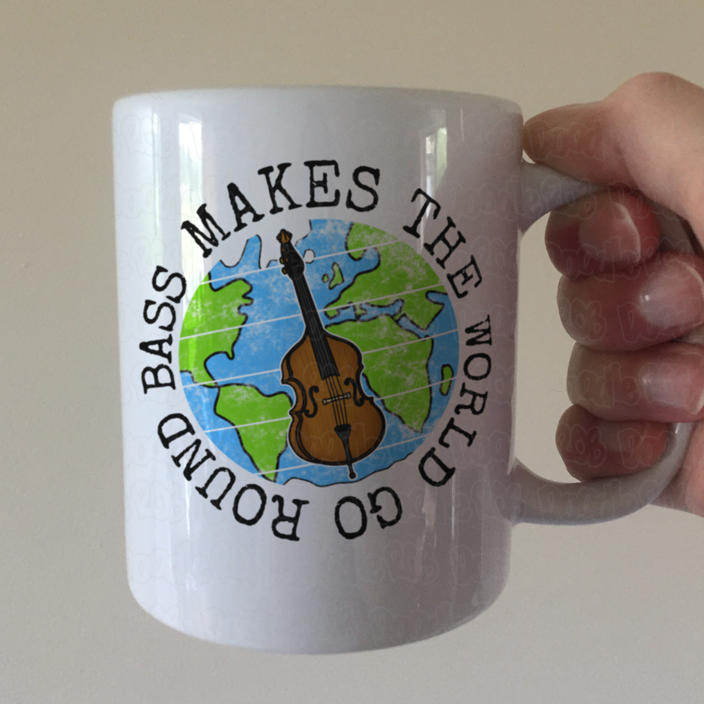 Double Bass Mug - Bass Makes The World Go Round - Gift For Bassist - Jazz Musician Gift