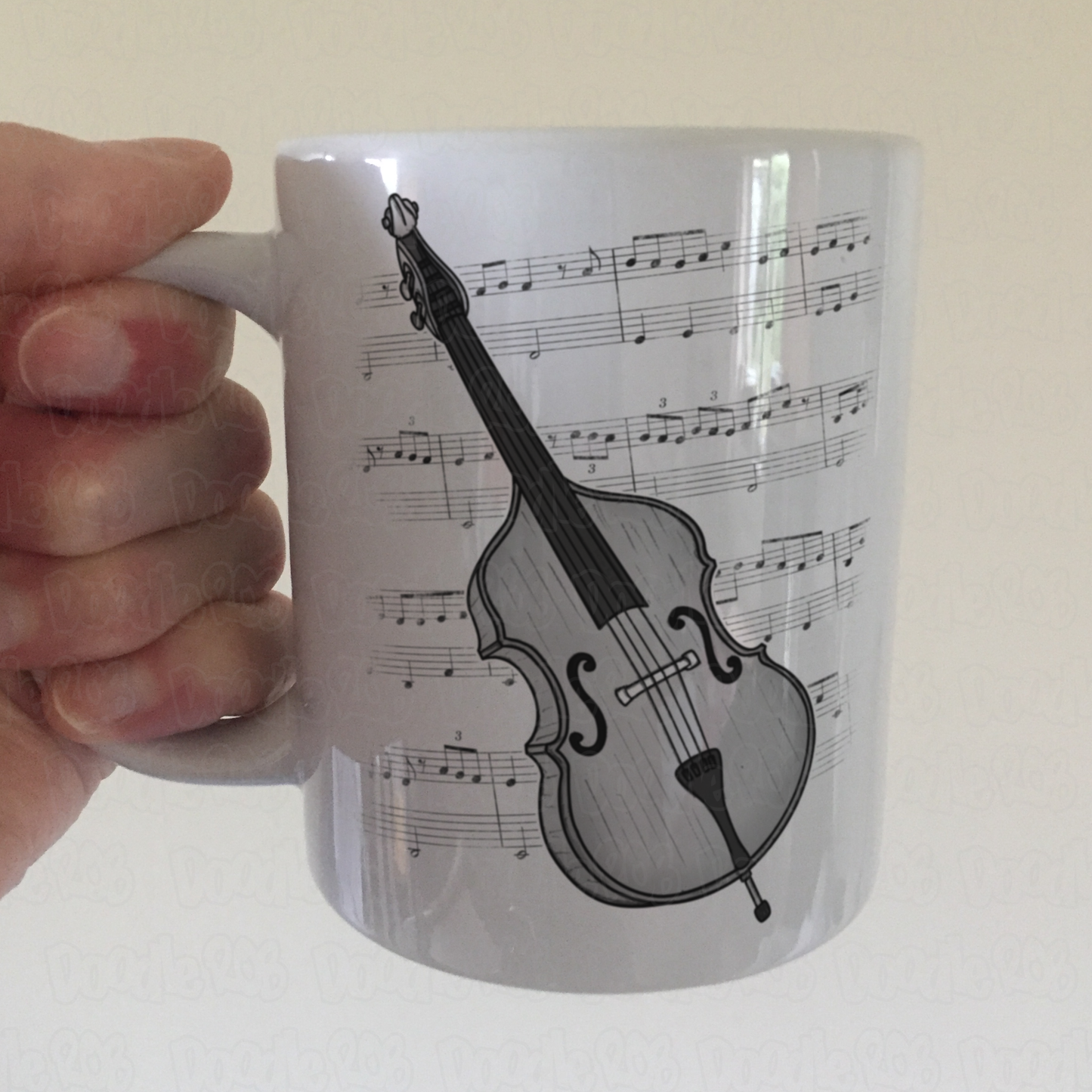 Double Bass Music Notation Mug - Gift For Bassist - Jazz Musician Gift