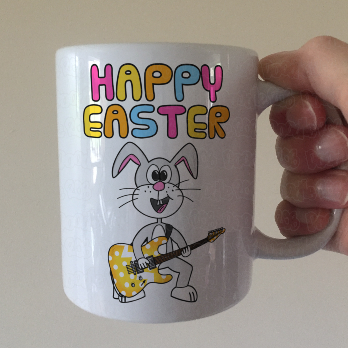 Easter Guitarist Mug - Easter Bunny Playing Guitar - Easter Gift For Kids