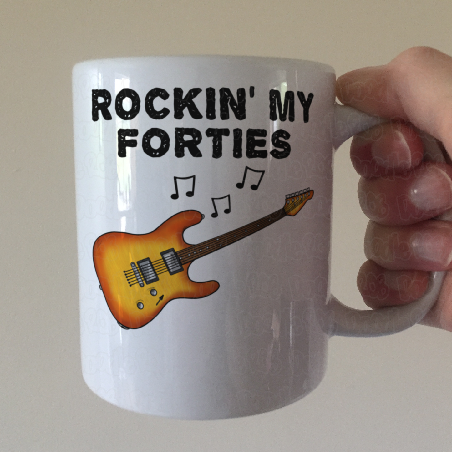 40th Birthday Guitar Mug - Rockin' My Forties - Gift For 40 Year Old - Electric Guitarist Mug