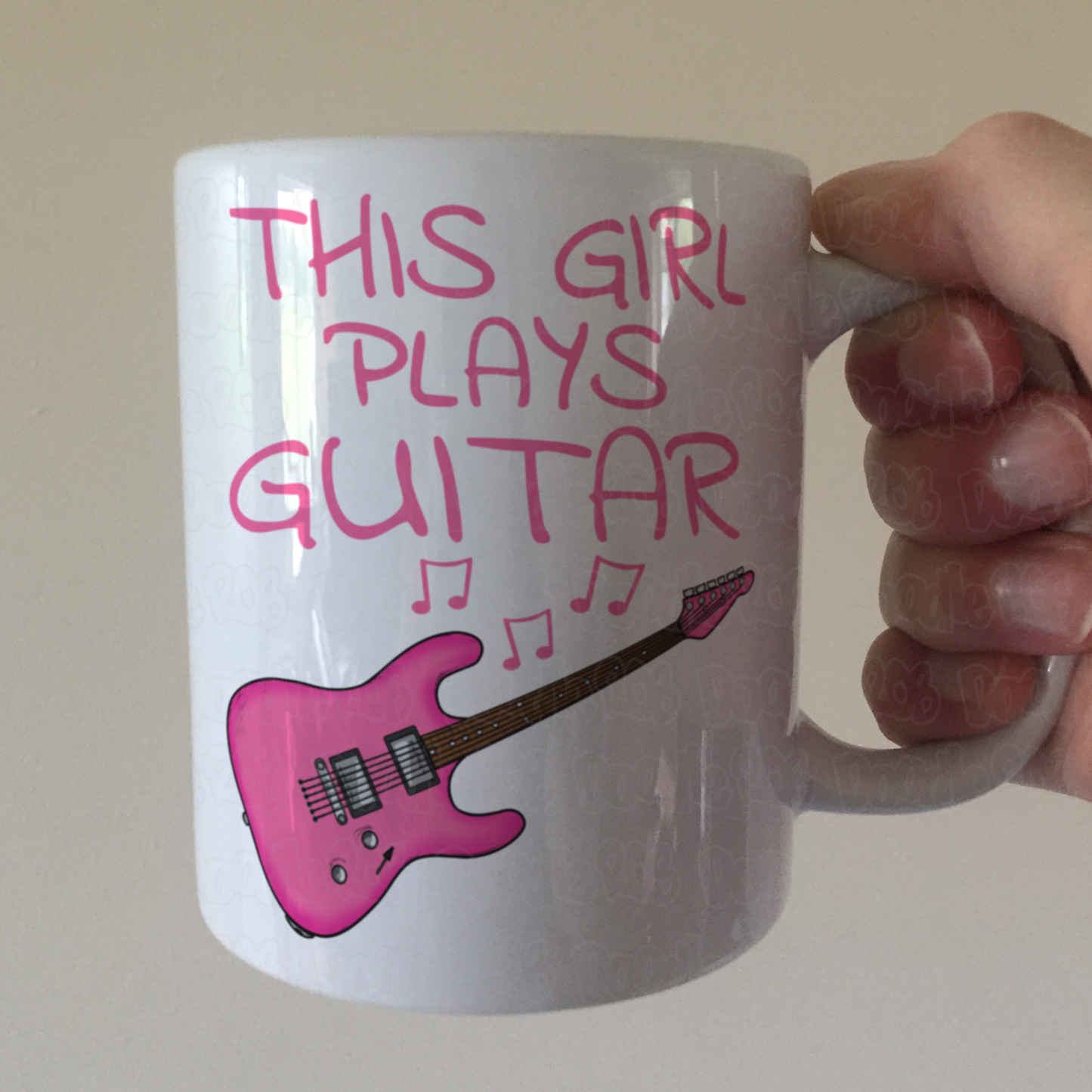 Pink Electric Guitar Mug - This Girl Plays Guitar - Female Guitarist Gift - Guitar Gift For Girl