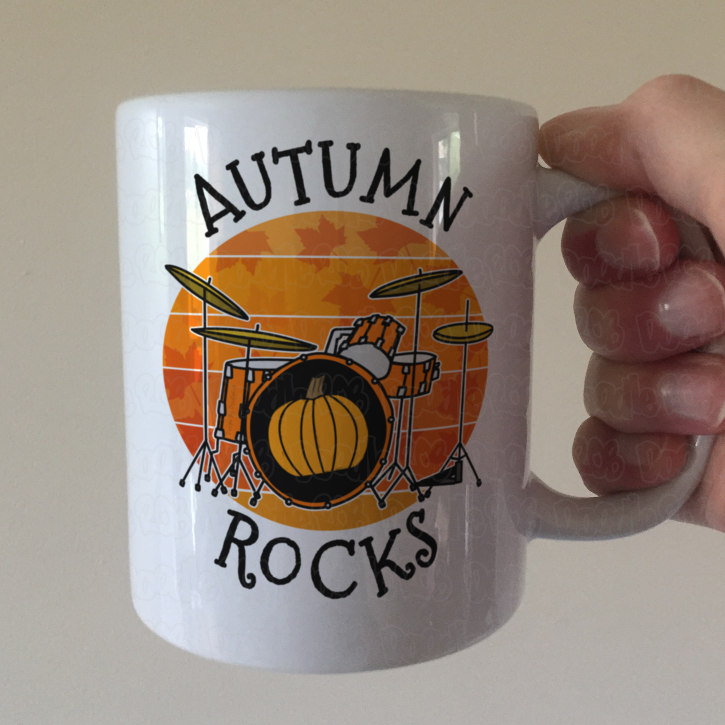 Autumn Drummer Mug - Autumn Rocks - Back To School Gift For Drum Teacher
