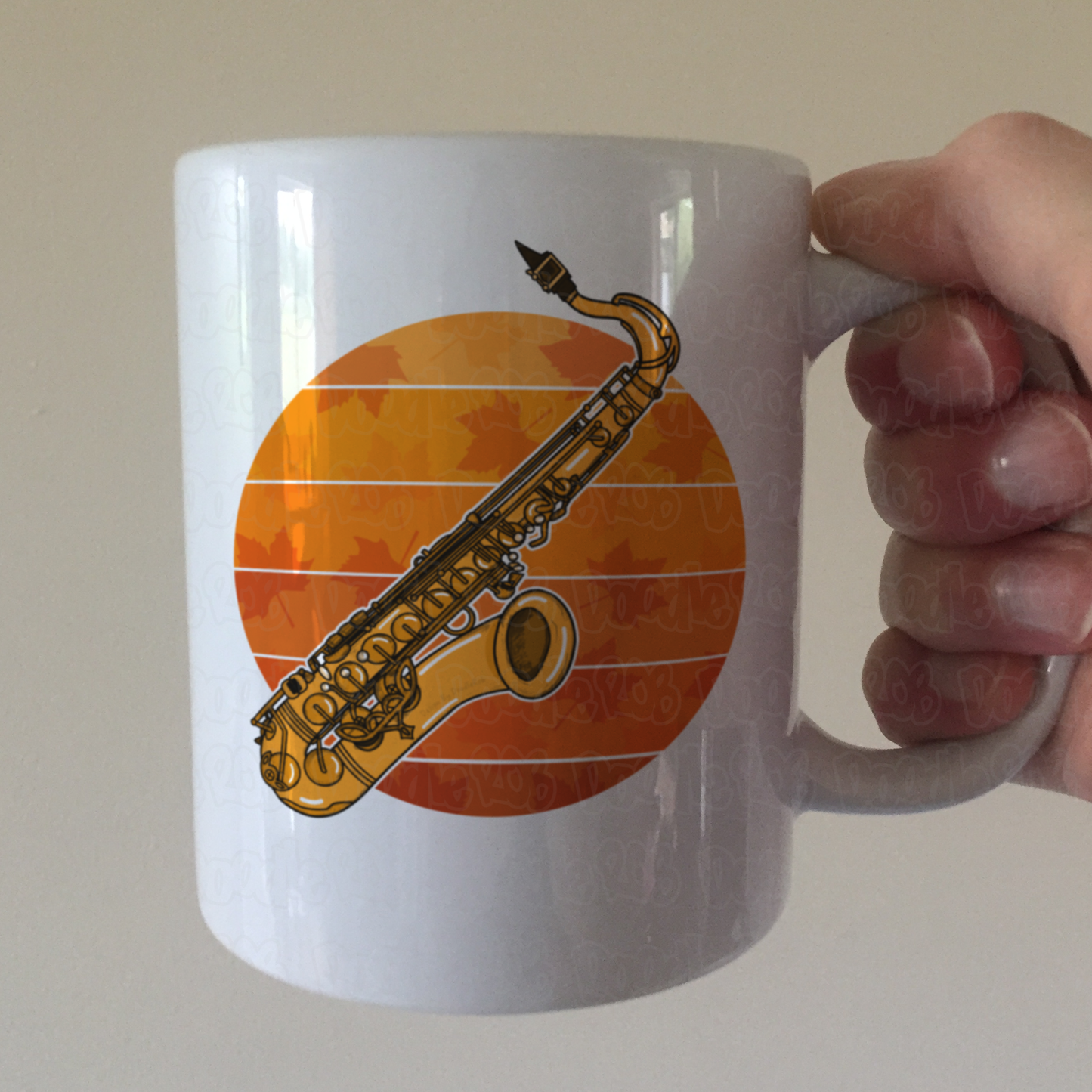 Autumn Saxophone Mug - Saxophonist Mug - Music Teacher Gift