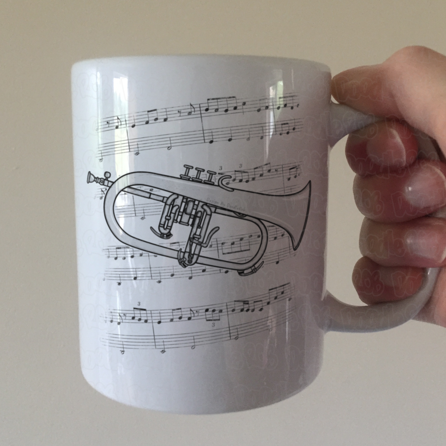 Flugelhorn Music Notation Mug - Gift For Horn Player - Brass Musician Gift