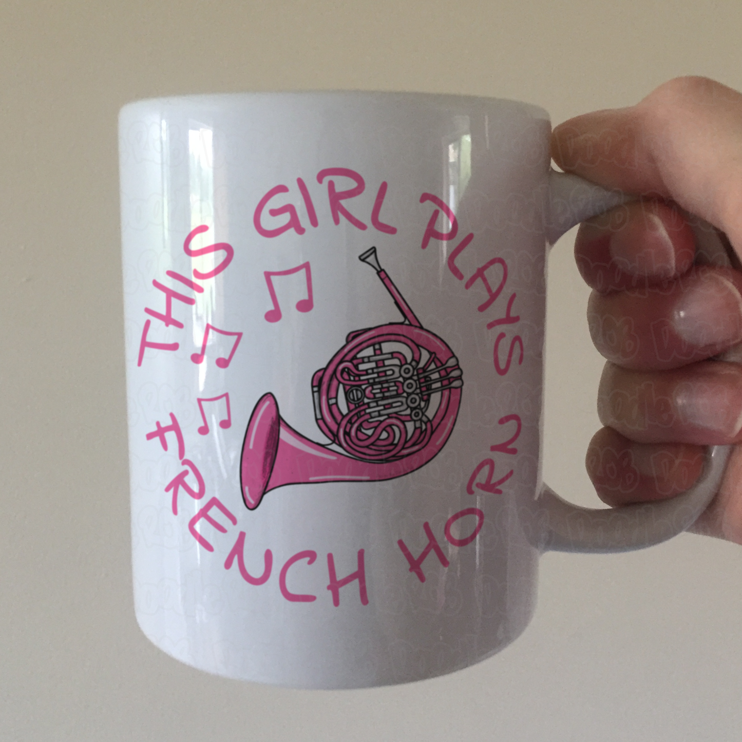 Pink French Horn Mug - This Girl Plays French Horn - Female Brass Musician - Brass Band Gift For Her