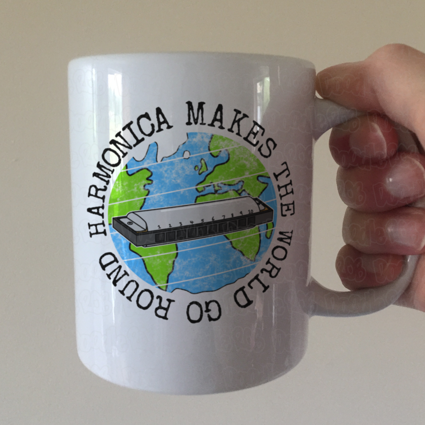 Harmonica Mug - Harmonica Makes The World Go Round - Blues Musician Gift