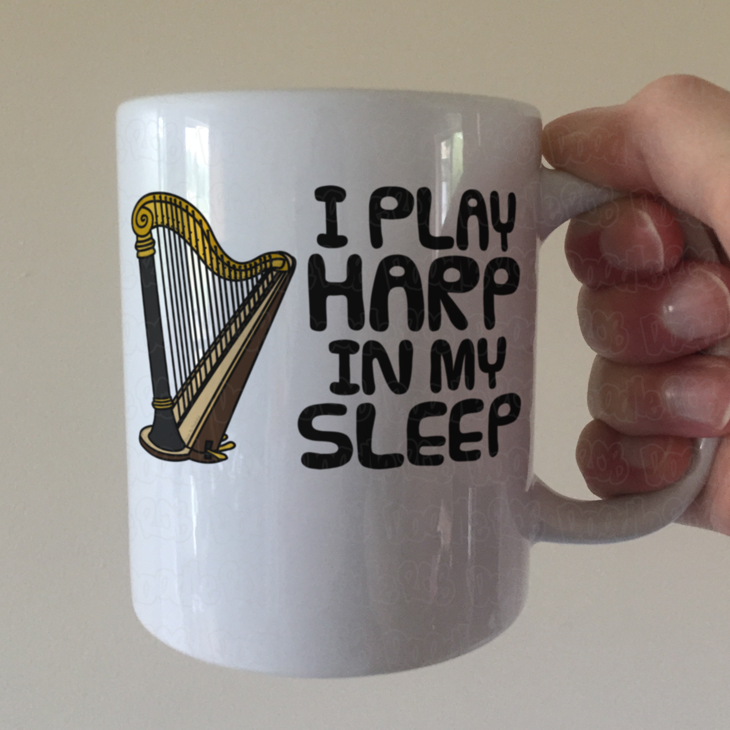 Funny Harp Mug - I Play Harp In My Sleep - Harpist Musician Gift