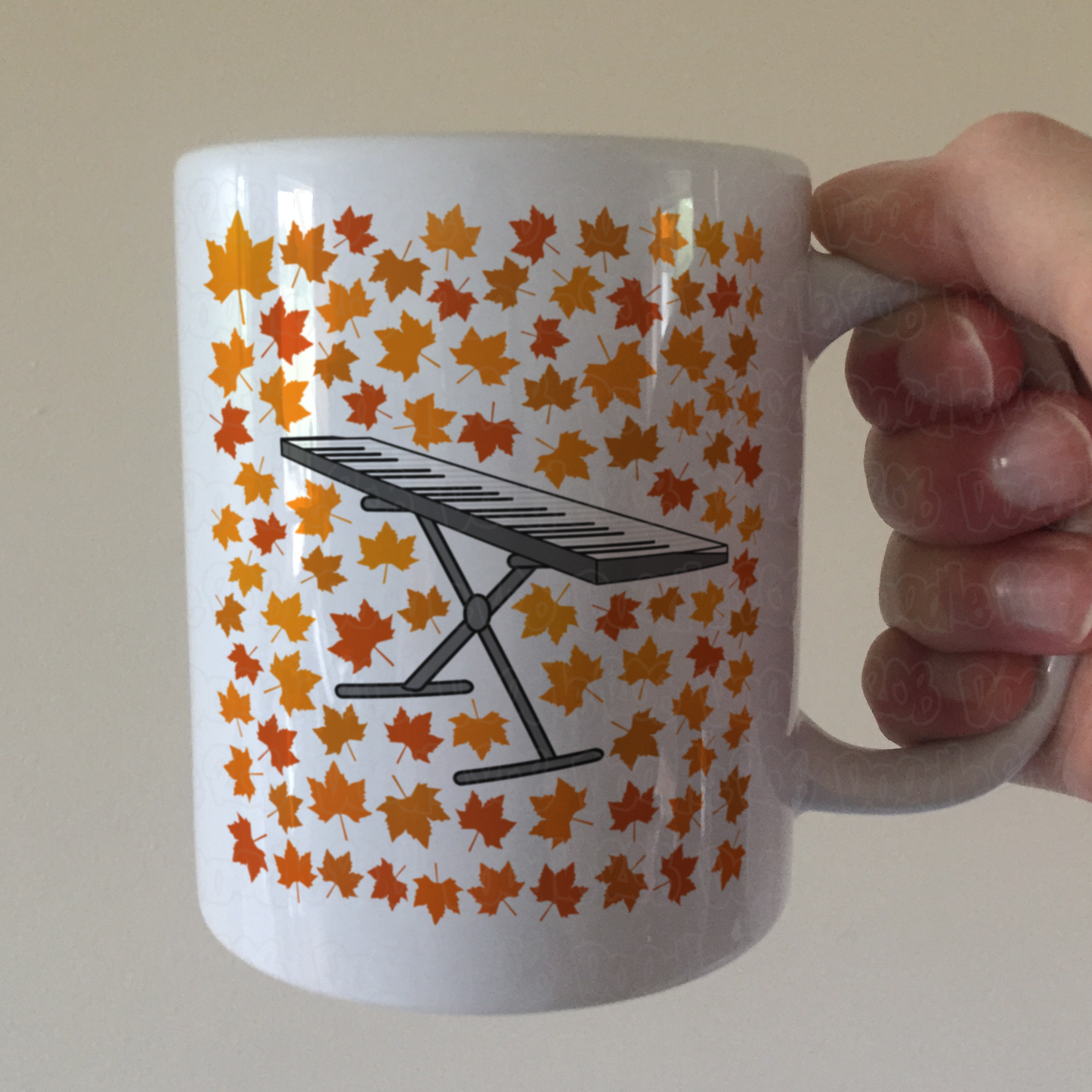 Autumn Keyboard Mug (Leaves) - Gift For Keyboardist - Musician Gift For Fall or Thanksgiving