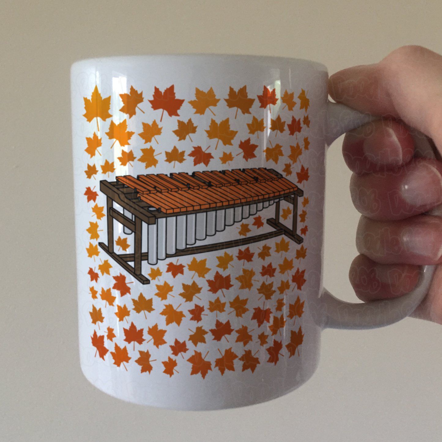 Autumn Marimba Mug (Leaves) - Gift For Percussionist - Musician Gift For Fall or Thanksgiving