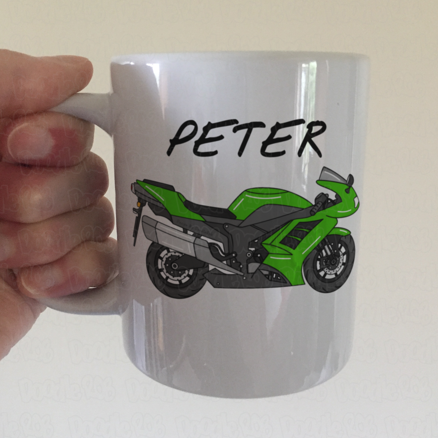 Motorbike Personalised Mug (Green) - Custom Gift For Biker - Motorcycle Enthusiast Gift
