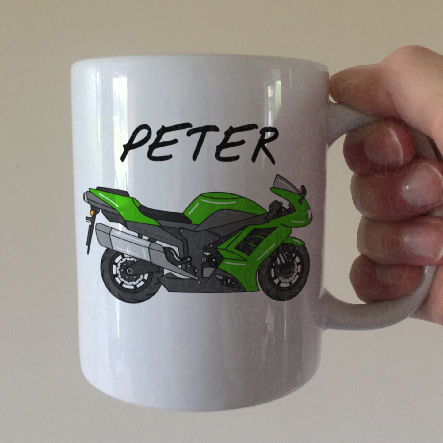 Motorbike Personalised Mug (Green) - Custom Gift For Biker - Motorcycle Enthusiast Gift