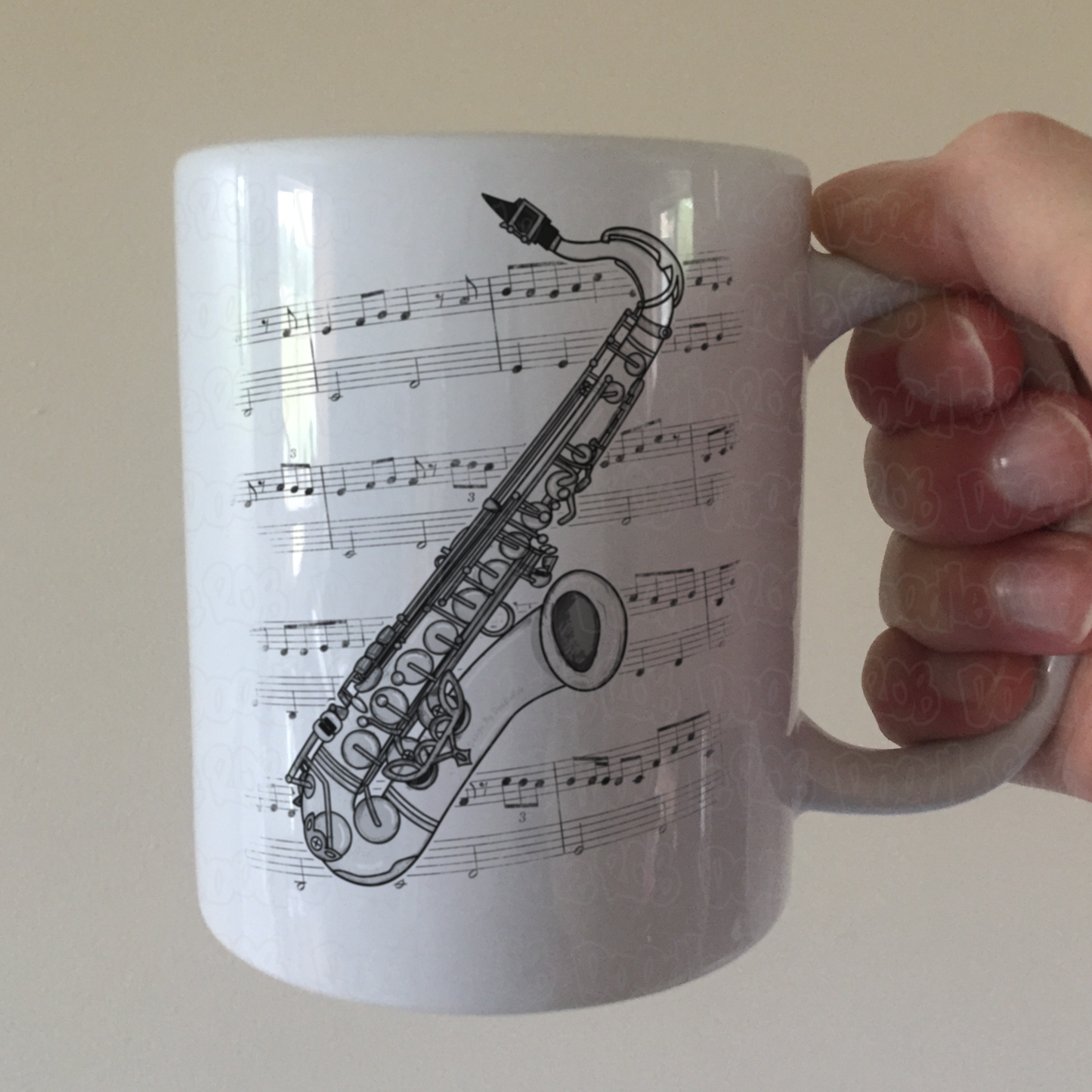 Saxophone Music Notation Mug - Saxophonist Mug - Music Teacher Gift