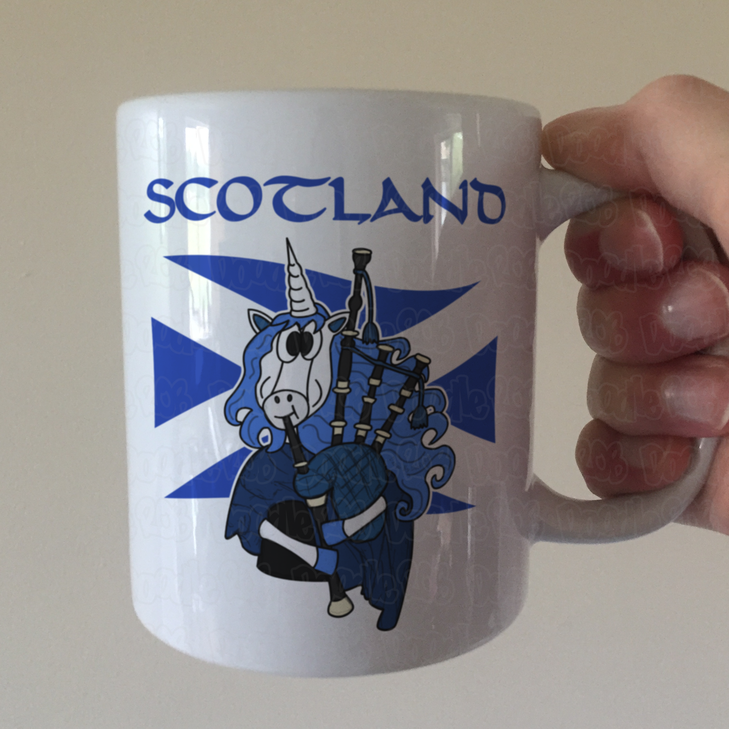 Scottish Flag Unicorn Mug - Unicorn Playing Bagpipes - Patriotic Scotland Mug - St Andrew's Day Gift