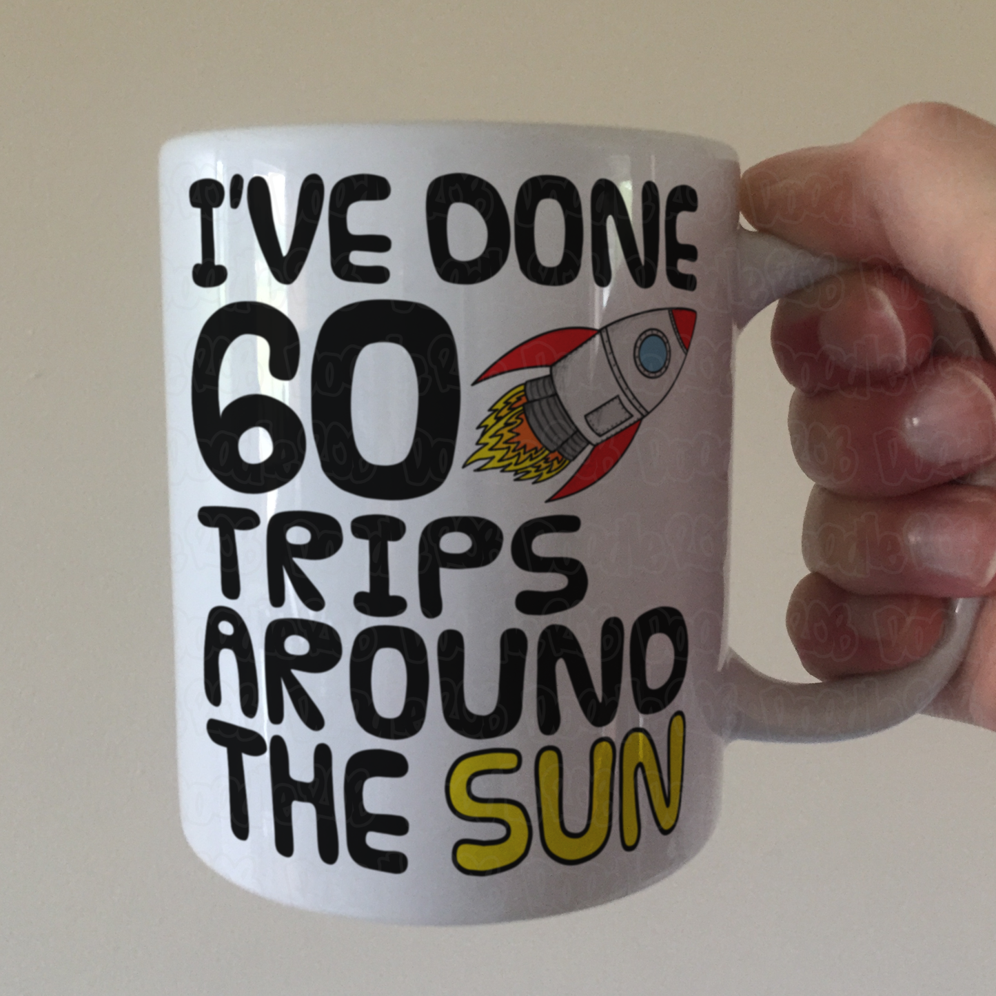 Space Rocket 60th Birthday Mug - I've Done 60 Trips Around The Sun - Funny 60th Birthday Gift