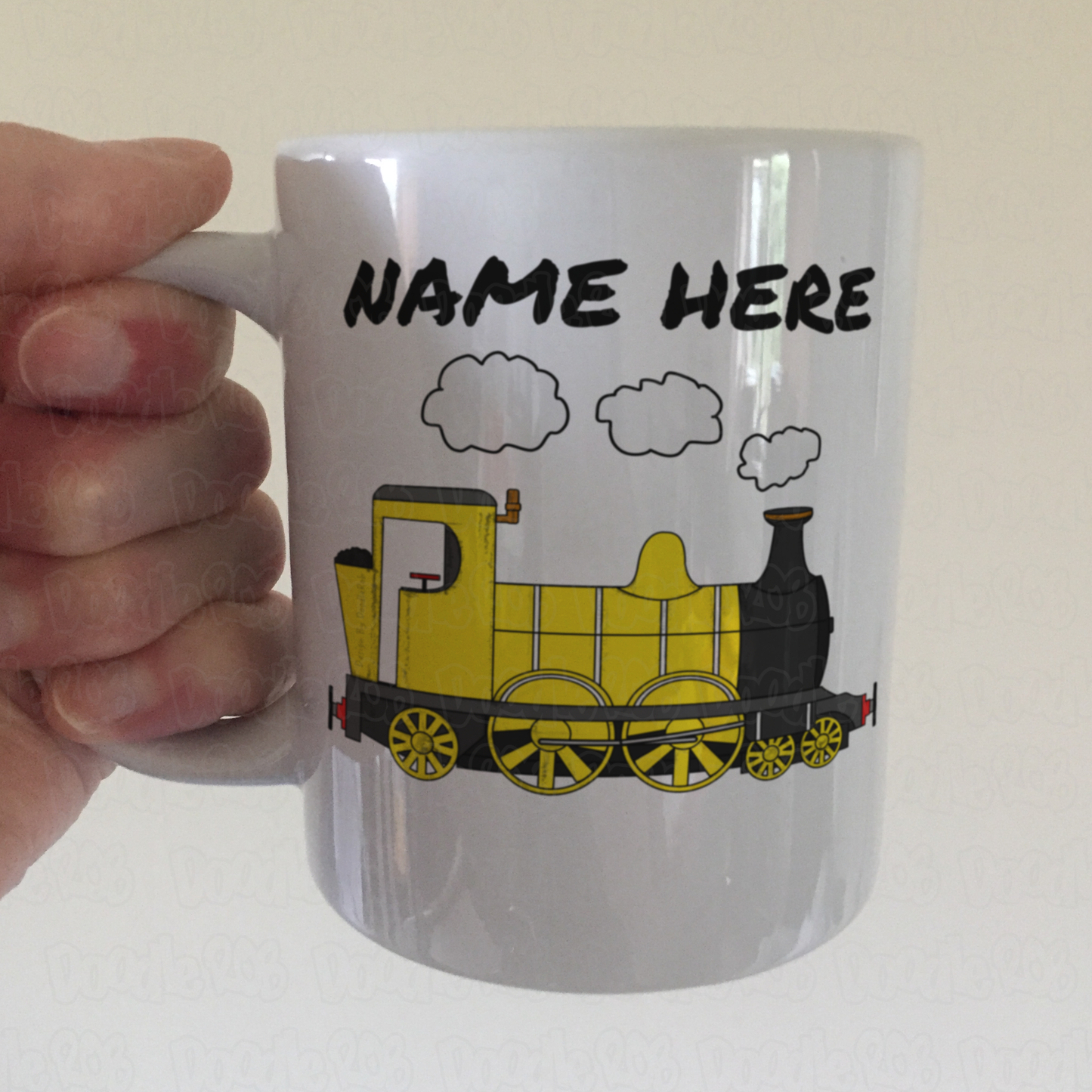 Steam Train Personalised Mug (Yellow) - Model Railway Custom Mug
