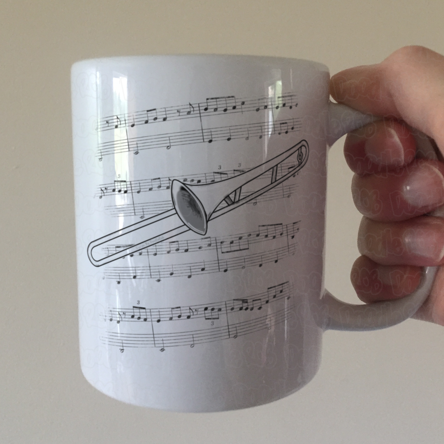 Trombone Music Notation Mug - Gift For Trombonist - Brass Musician Gift