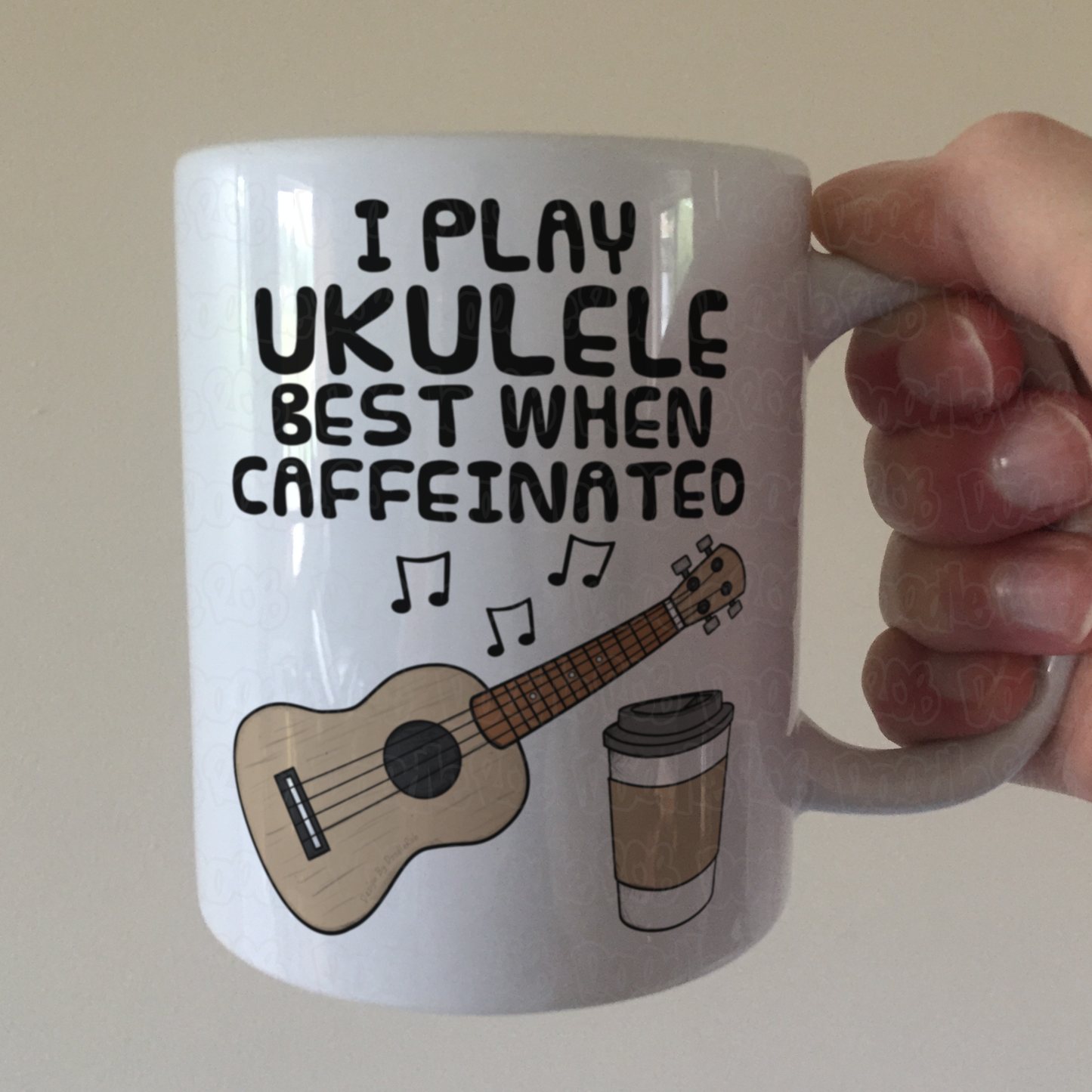 Ukulele Coffee Mug - I Play Ukulele Best When Caffeinated - Uke Player Musician Gift