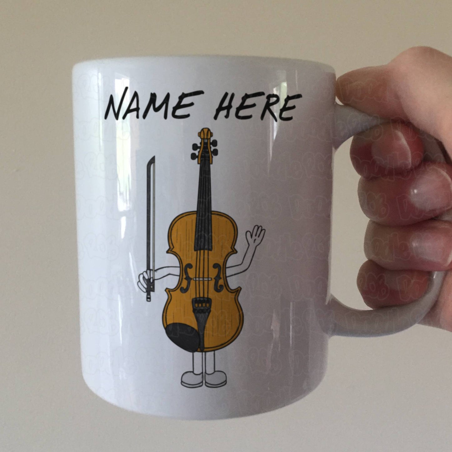 Violin Cartoon Personalised Mug - Violinist Custom Gift - Violin Gift For Kids - Funny Music Teacher Mug