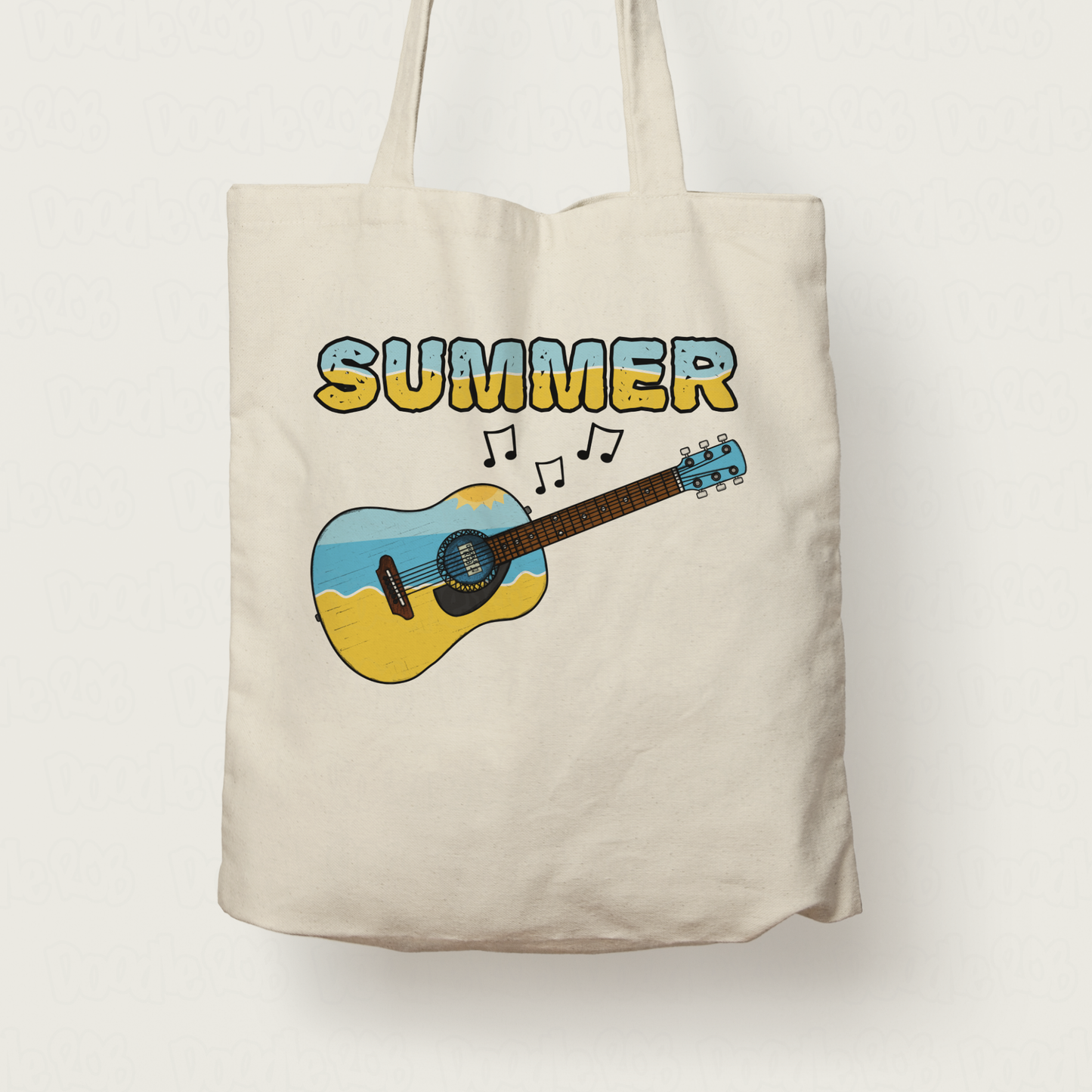 Acoustic Guitar Summer Tote Bag - Guitarist Gift - Summer Musician Tote Bag