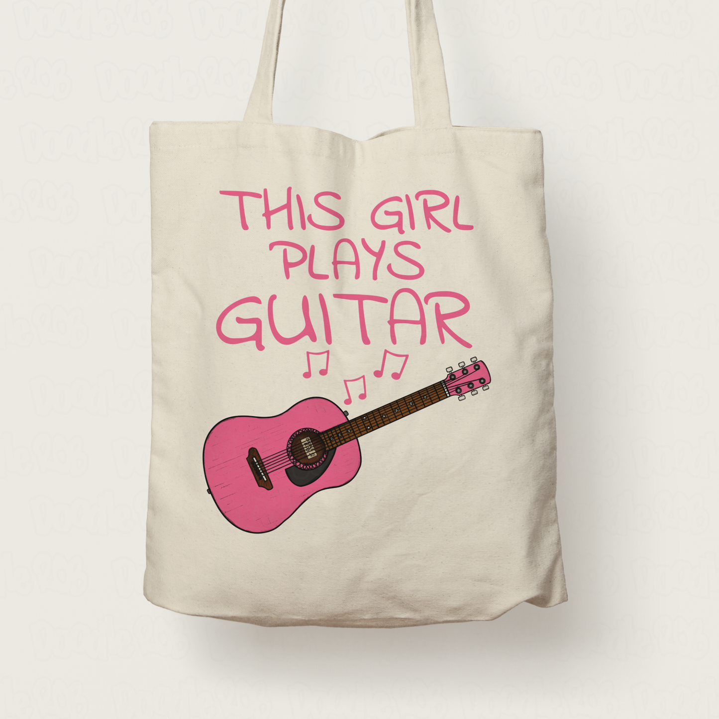 Girl's Guitar Tote Bag - This Girl Plays Guitar - Female Guitarist Gift - Pink Guitar Gift For Girl