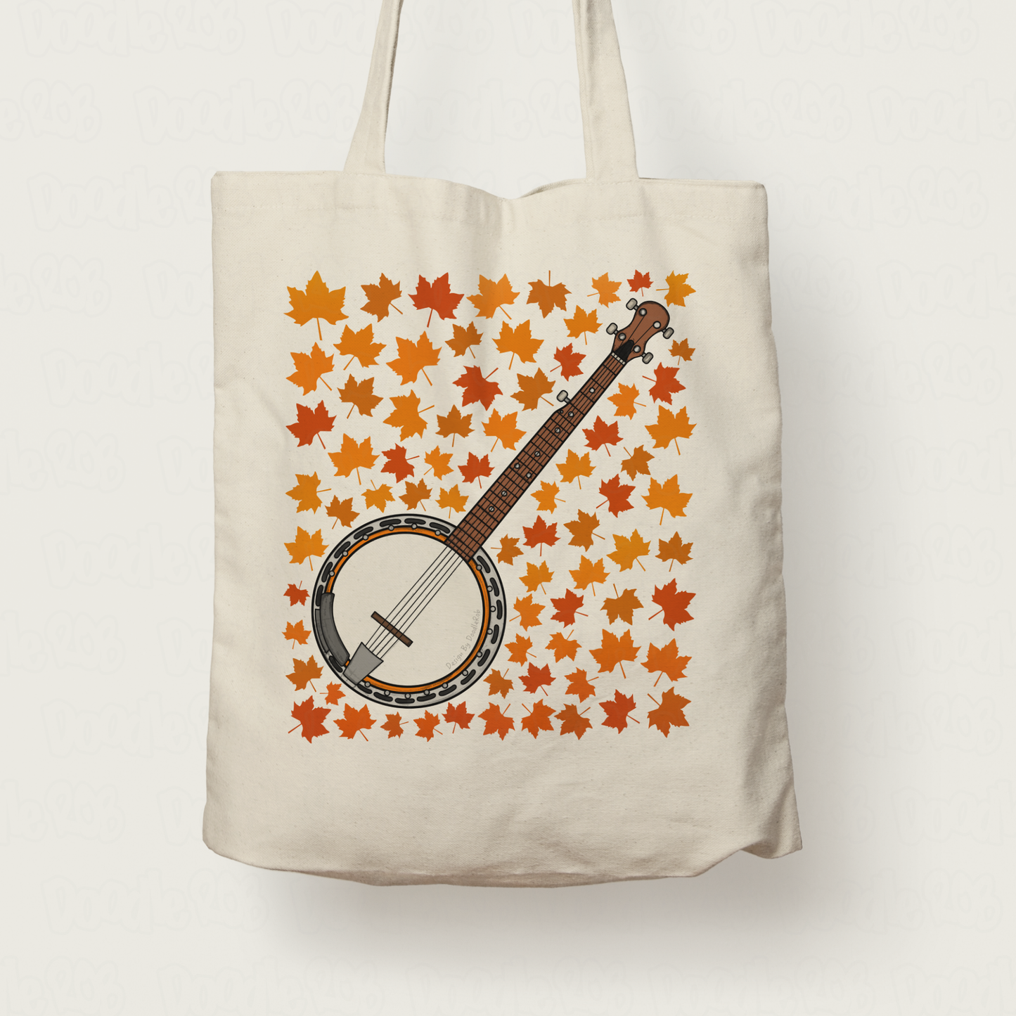 Autumn Banjo Tote Bag (Leaves) - Banjoist Gift - Folk Musician Gift For Fall or Thanksgiving
