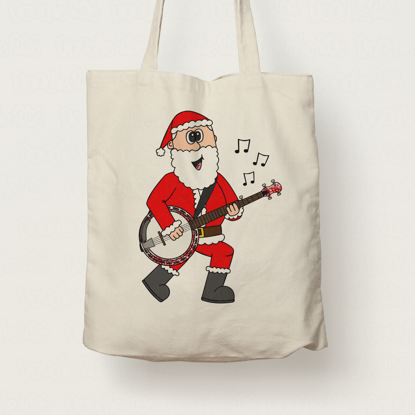 Banjo Christmas Tote Bag - Santa Playing Banjo - Banjoist Folk Musician Xmas Gift