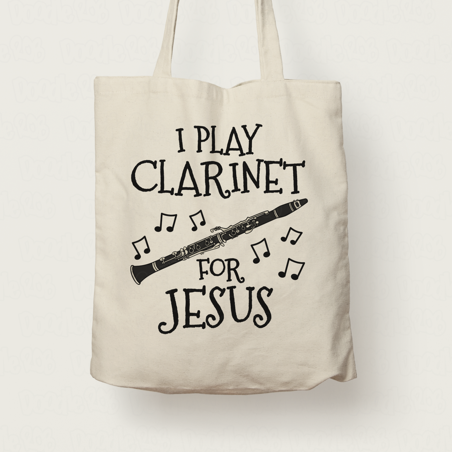 Christian Clarinet Tote Bag - I Play Clarinet For Jesus - Gift For Church Clarinetist