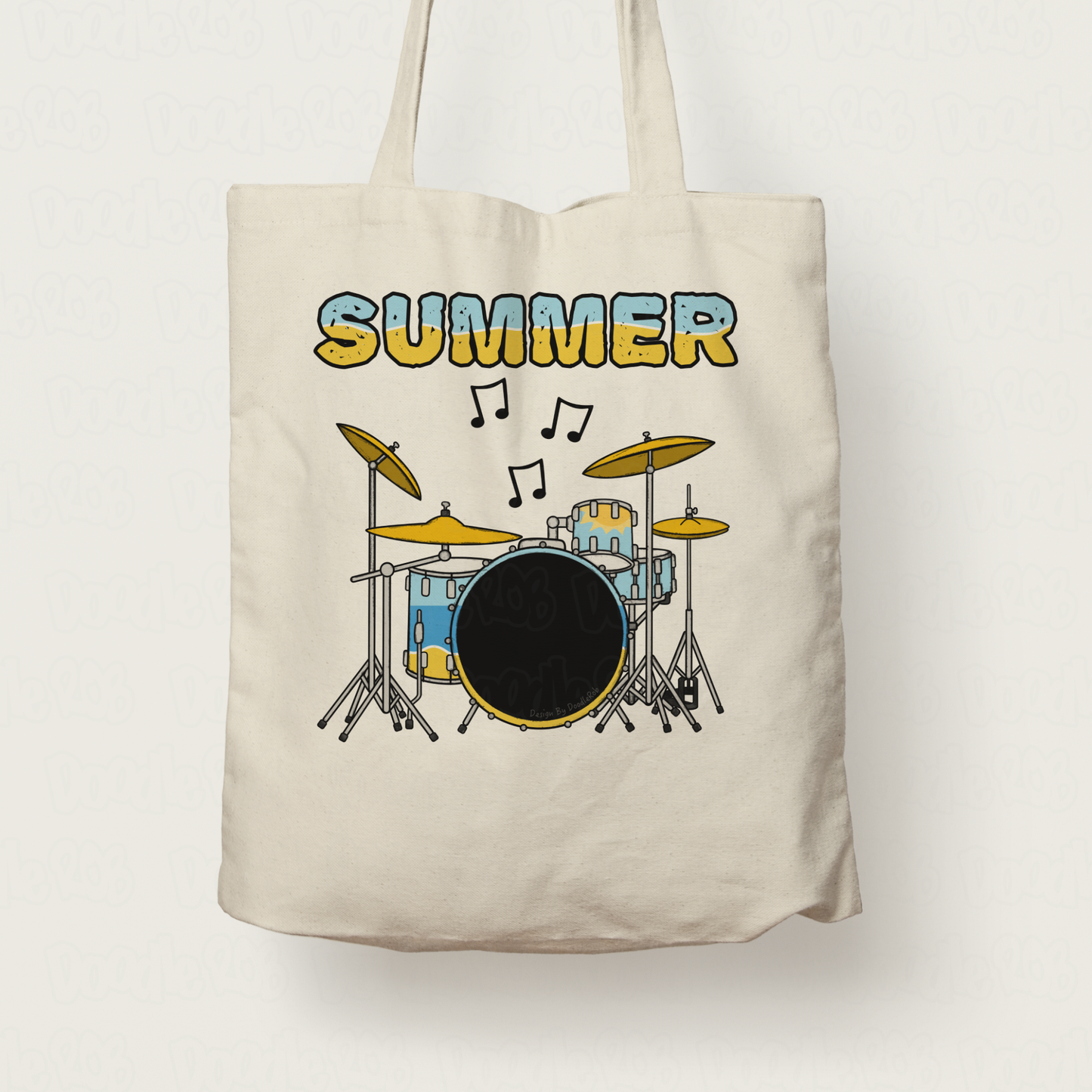 Drummer Summer Tote Bag - Summer Drum Kit - Summer Musician Tote Bag