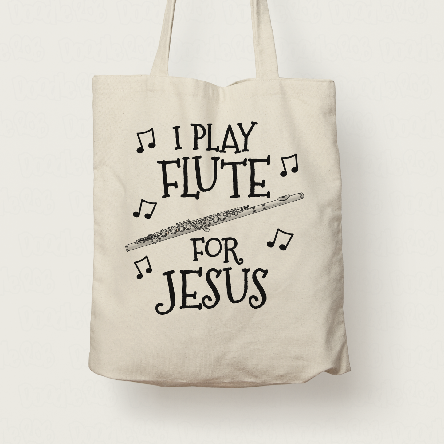 Christian Flute Tote Bag - I Play Flute For Jesus - Gift For Church Flautist