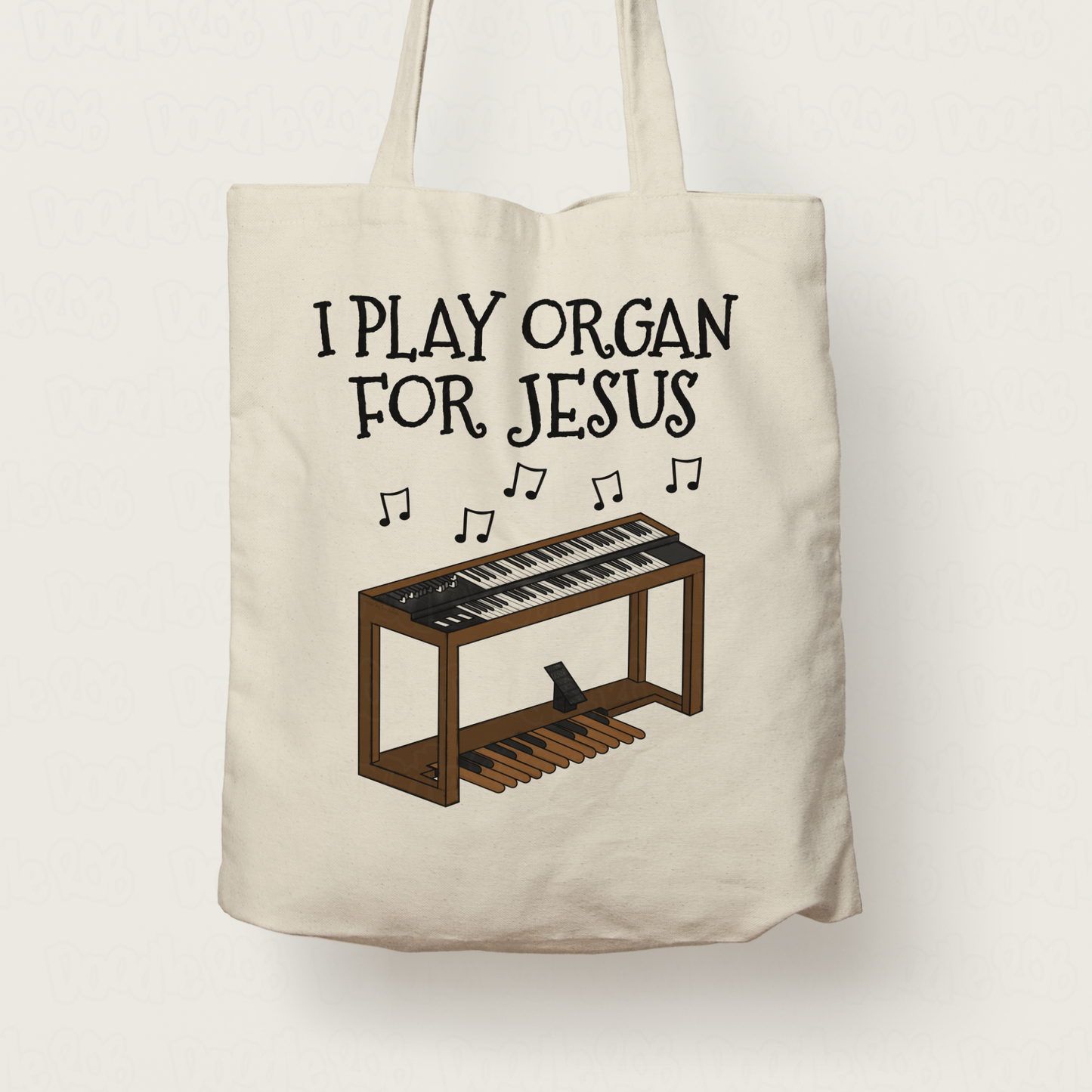 Gospel Organist Tote Bag - I Play Organ For Jesus - Gift For Keyboardist - Church Musician Gift