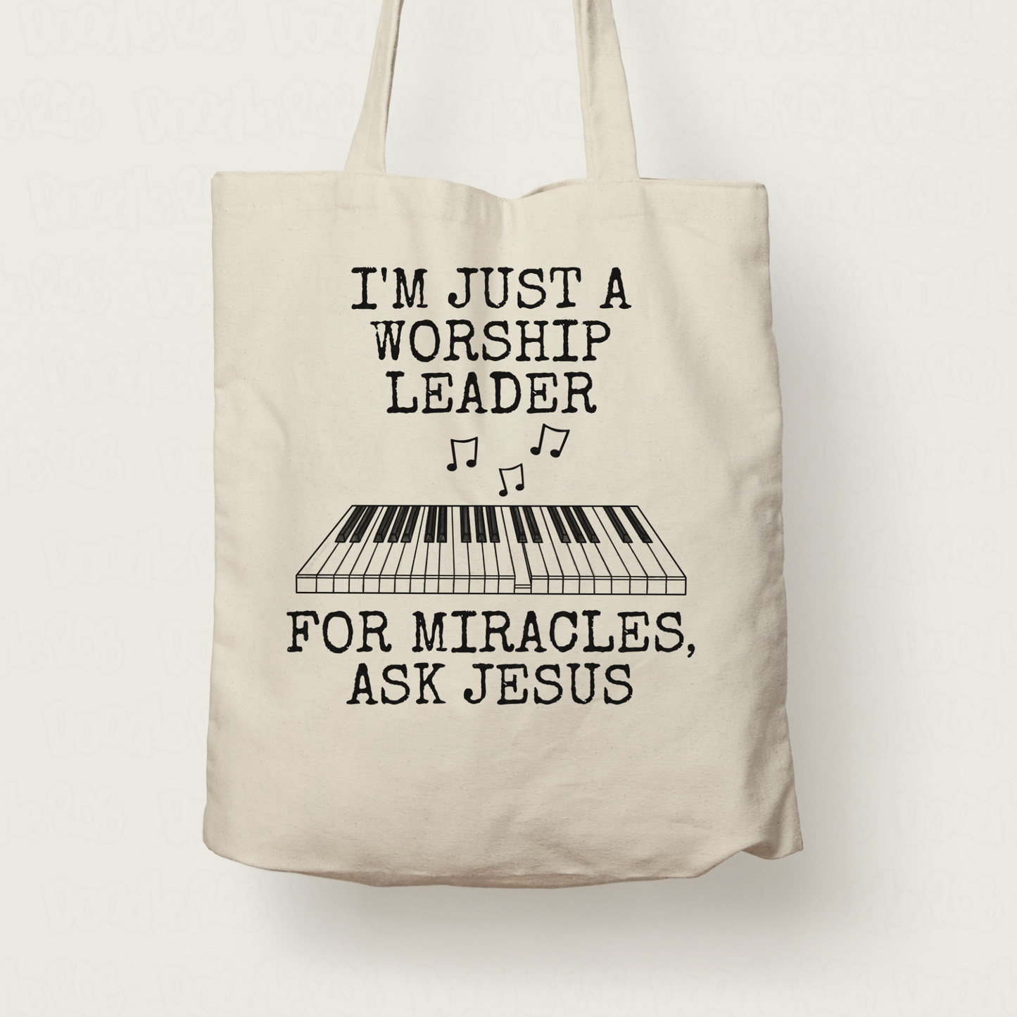 Funny Worship Leader Tote Bag (Piano) - For Miracles, Ask Jesus - Christian Musician Gift