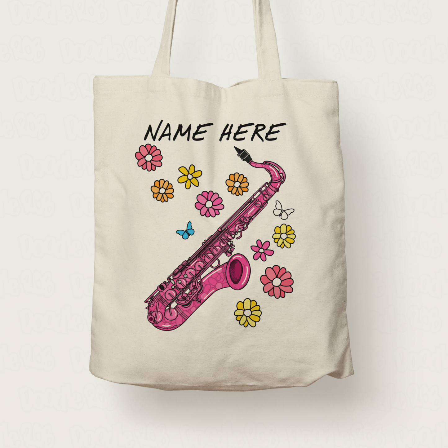 Floral Saxophone Tote Bag - Custom Gift For Saxophonist - Personalised Sax Player Gift