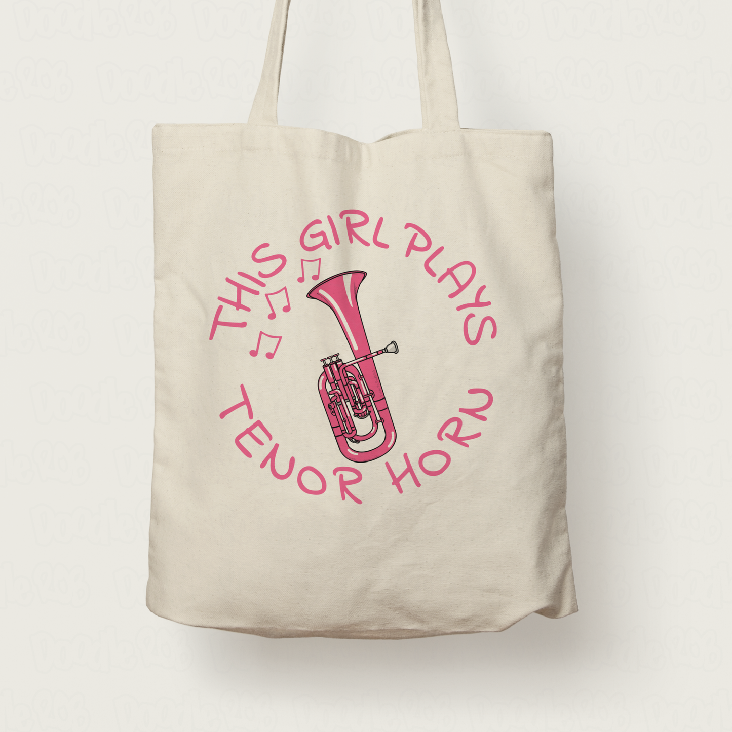 Pink Tenor Horn Tote Bag - This Girl Plays Tenor Horn - Female Brass Musician Gift